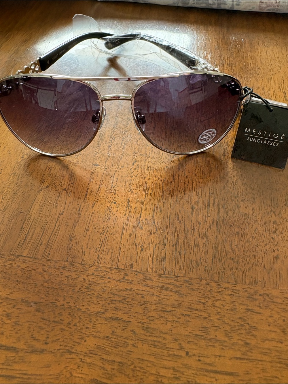Women's Aviator Sunglasses - Silver Frame with Purple Lenses
